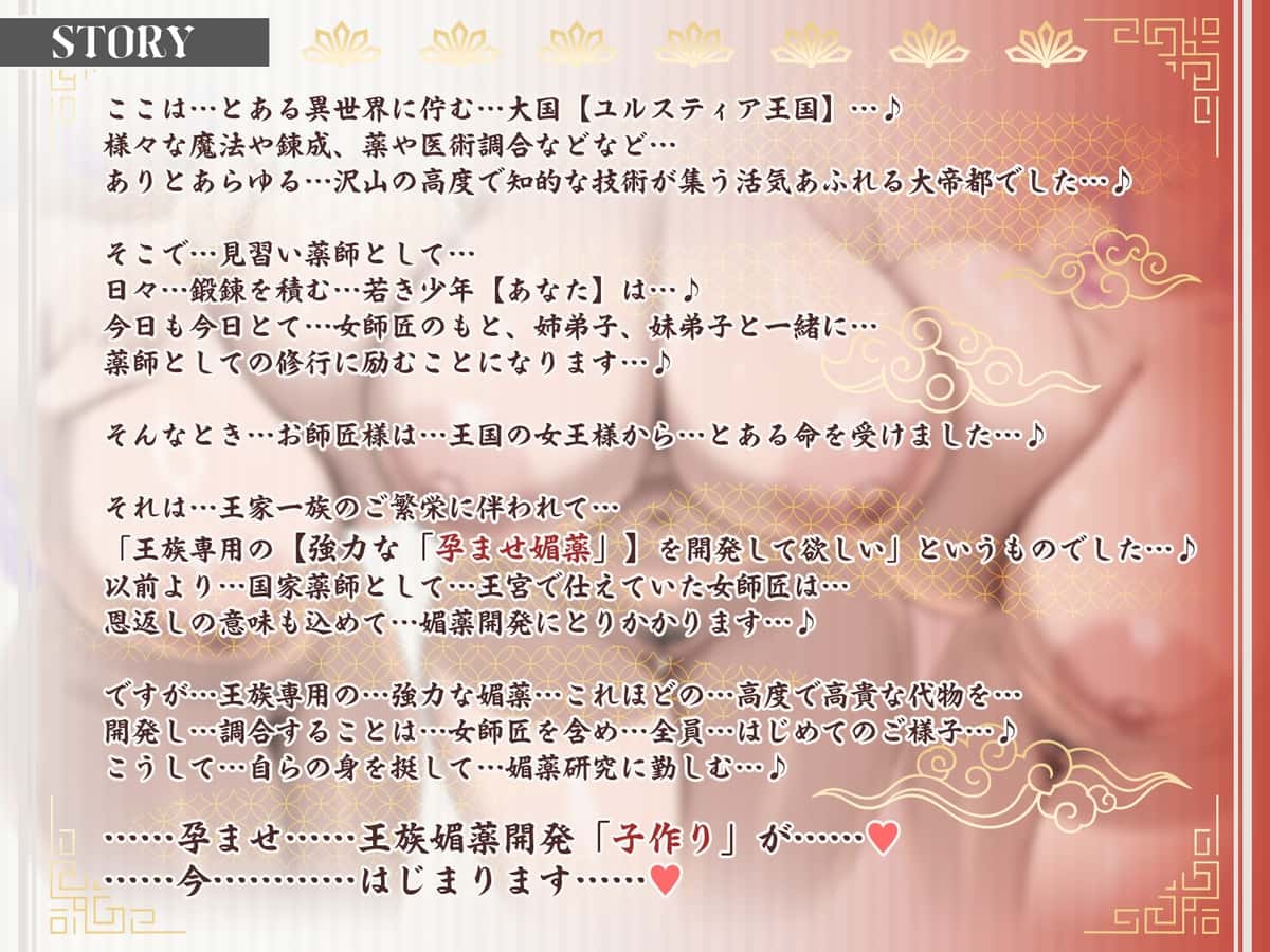 【20%OFF】【6時間×3人薬師屋×超絶母乳ハーレム】～薬師屋の孕みごと～ 見習い薬師のボクと…ドスケベ爆乳女薬師×3による…孕ませ！子作り！媚薬開発譚♪のサンプル画像4